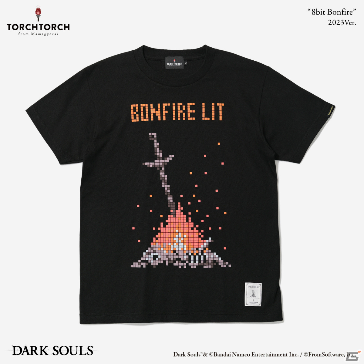 TORCH TORCH×「ダークソウル」8bitの篝火のTシャツ＆双王子ローリアンとロスリックのTシャツの2023年版がWeb通販で一般販売！の画像4