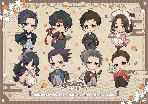 「逆転裁判」シリーズとのコラボがカプコンカフェ 梅田店にて11月10日より開催！レトロ衣装の成歩堂や御剣らを収めたメインビジュアルが公開の画像1