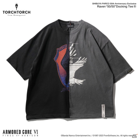 「ARMORED CORE VI FIRES OF RUBICON」独立傭兵C4-621とレイヴンのエンブレムがドッキングしたコラボTシャツが11月17日に発売決定！の画像