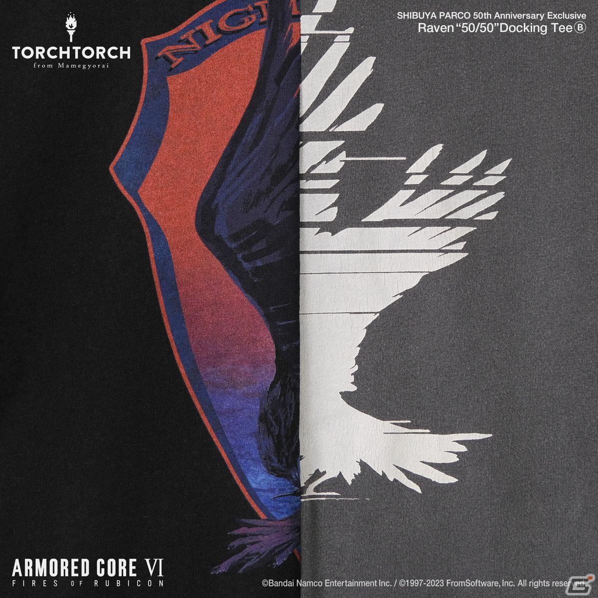 「ARMORED CORE VI FIRES OF RUBICON」独立傭兵C4-621とレイヴンのエンブレムがドッキングしたコラボTシャツが11月17日に発売決定！の画像4