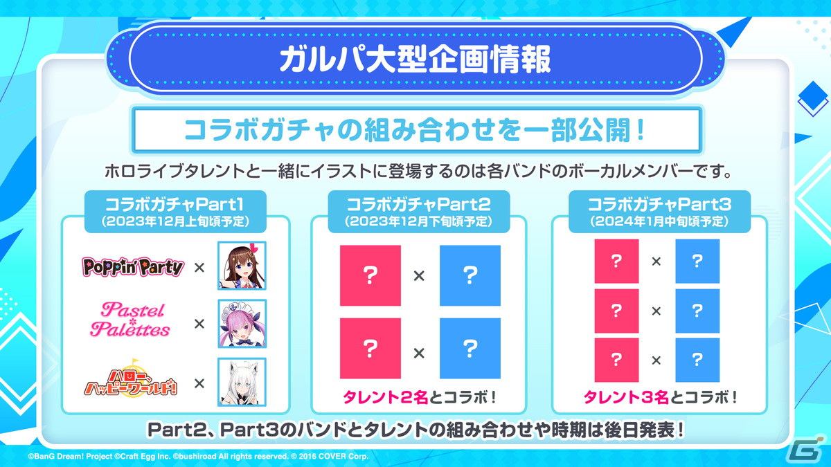 「ガルパ」とホロライブのコラボ第2弾が12月に開催！TOPPOとコラボする「夢を撃ち抜け！受験生応援キャンペーン！2024」の情報もの画像
