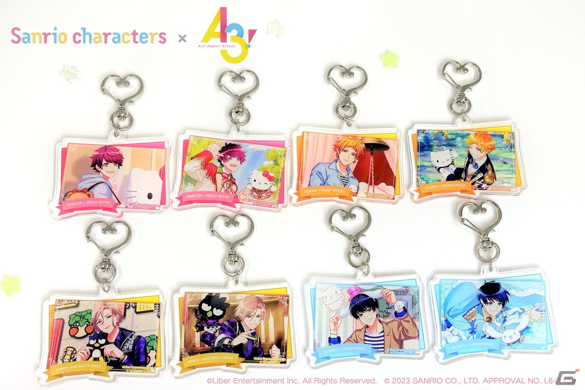 「A3!」とサンリオキャラクターズのグッズがアニメイトで発売!ゲーム内のカードイラストを使った缶バッジやホログラムチケットがラインナップの画像