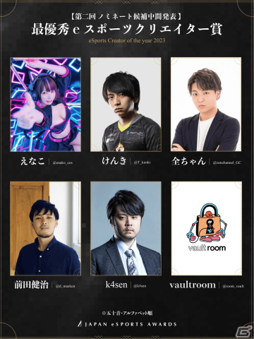 「日本eスポーツアワード」ファン投票の第2回中間結果が発表！最優秀eスポーツクリエイター賞ではえなこさん、けんきさんらが上位にの画像13