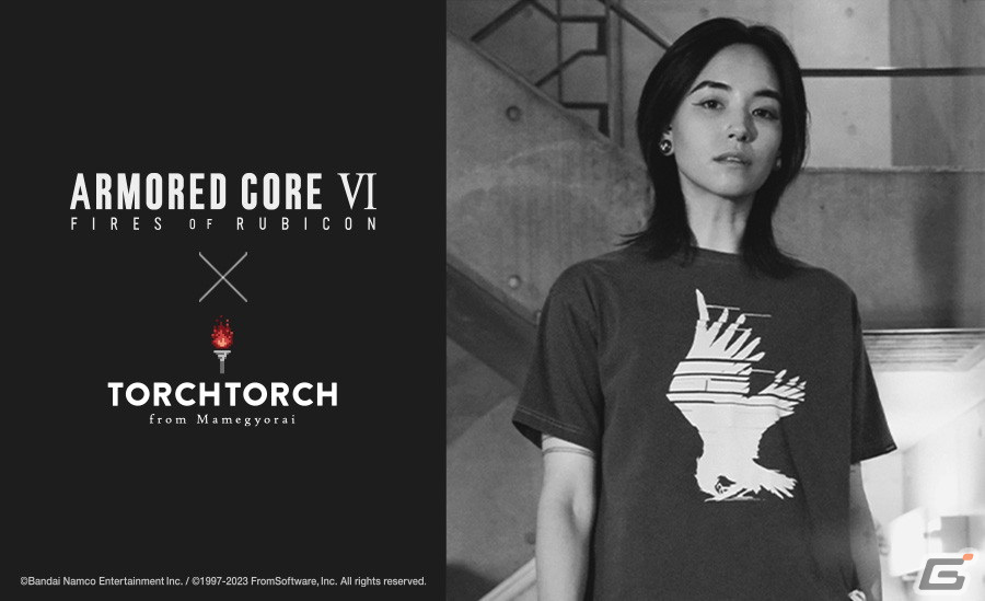 「ARMORED CORE VI FIRES OF RUBICON」作中エンブレムがモチーフとなったTORCH TORCHとのコラボTシャツ2種の受注受付が開始！の画像