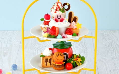 「カービィカフェ」お菓子と料理をたっぷり盛りつけたアフタヌーンティーが12月26日より登場！