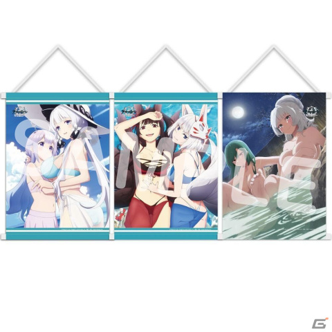 OVA「アズールレーン Queen's Orders」イラストのB2タペストリー3点セットの受注受付が開始！水着や温泉のペアイラストが楽しめるの画像2