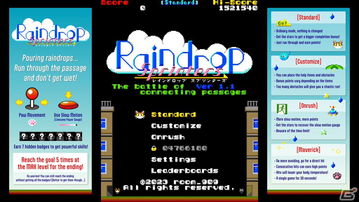 「Raindrop Sprinters」のSteam版が配信！隠し要素を見つけてハイスコアを目指す固定画面のアクションゲームの画像2