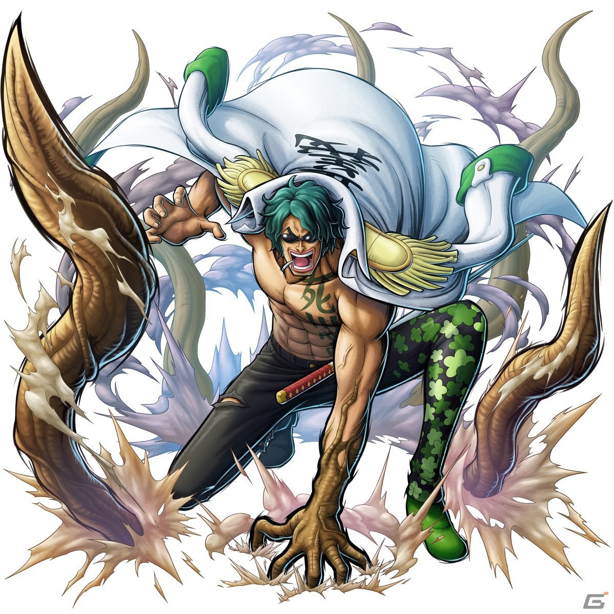 「ONE PIECE バウンティラッシュ」にレジェンダリーキャラ「海軍本部/大将 緑牛【アラマキ】」と「ワノ国の将軍 光月モモの助」が参戦