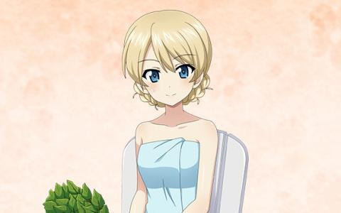 「ガールズ＆パンツァー 戦車道大作戦！」にサウナ衣装のダージリンが登場！ティーカップではなくヴィヒタを手にサウナを満喫