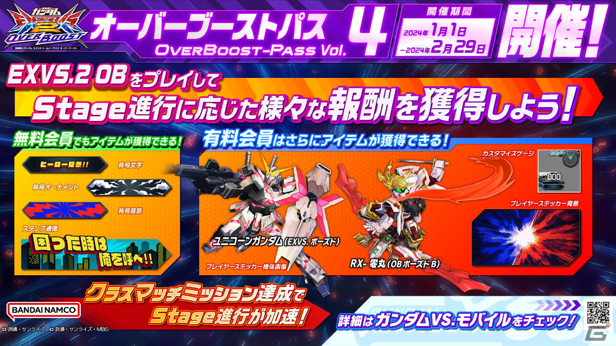 「機動戦士ガンダム EXVS.2 OB」既存6機体の新武装が12月26日に追加！エクバフェス6th 冬休みスペシャルも12月28日より実施の画像