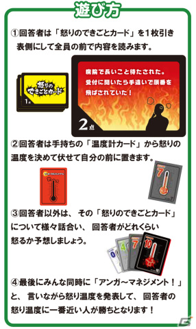 アンガーマネジメント系カードゲーム「怒りのツボ・当て～る！」が発売！さまざまな場面に対する“怒りポイント”を予測しようの画像3