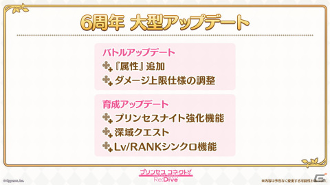 「プリンセスコネクト！Re:Dive」6周年に向けた大型アップデートが決定！「属性」の追加、Lv/RANKシンクロ機能実装などの画像3
