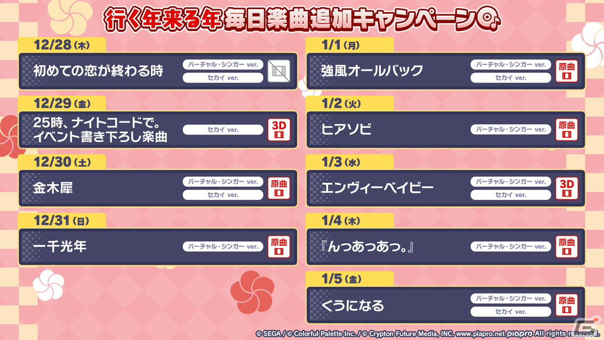 「プロセカ」年末年始キャンペーン、ビビバスのワールドリンクイベントの続報などが公開！初の世界大会開催もの画像