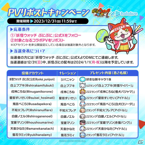 「妖怪ウォッチ ぷにぷに」白上フブキさん、宝鐘マリンさん、兎田ぺこらさん、戌神ころねさんがコラボ衣装で登場！ホロライブコラボが1月1日より開催の画像4