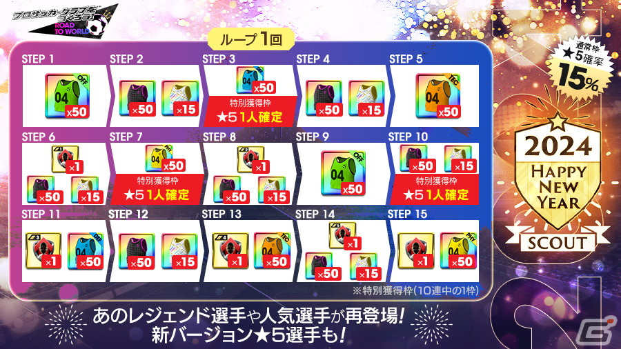 「サカつくRTW」スナイデルやグティ、前園真聖ら往年の名選手が登場する「HAPPY NEW YEAR SCOUT」が開催！の画像