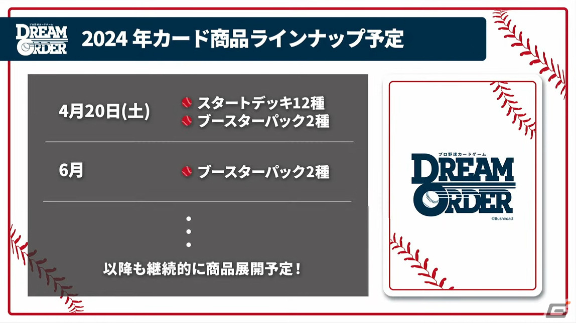 ブシロードが新作TCG「プロ野球カードゲーム DREAM ORDER」を発表