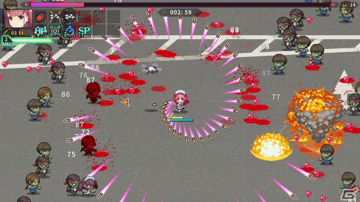 qureate最新作「メイド・オブ・ザ・デッド」がSwitch/Steamで配信決定！武装したメイドを操作してゾンビを殲滅する全方位アクションSTGの画像