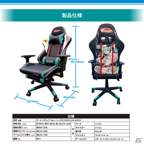 「レーシングミク 2023 Ver.」トリダモノ氏のイラストを用いたゲーミングチェア・マウスパッドが2月26日に発売！数量限定で予約受付スタートの画像11