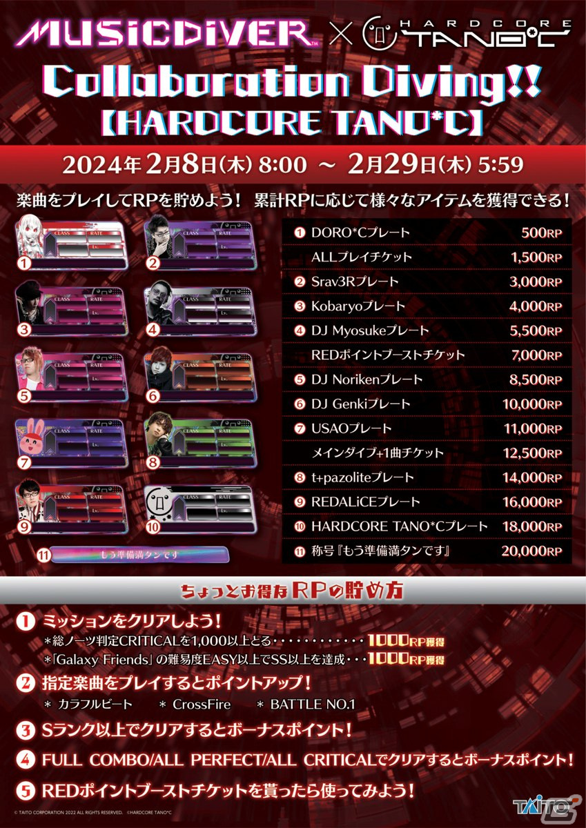 「MUSIC DIVER」と「HARDCORE TANO*C」のコラボイベントが2月1日より開催!「ALiVE/REDALiCE」など人気楽曲6曲が登場の画像