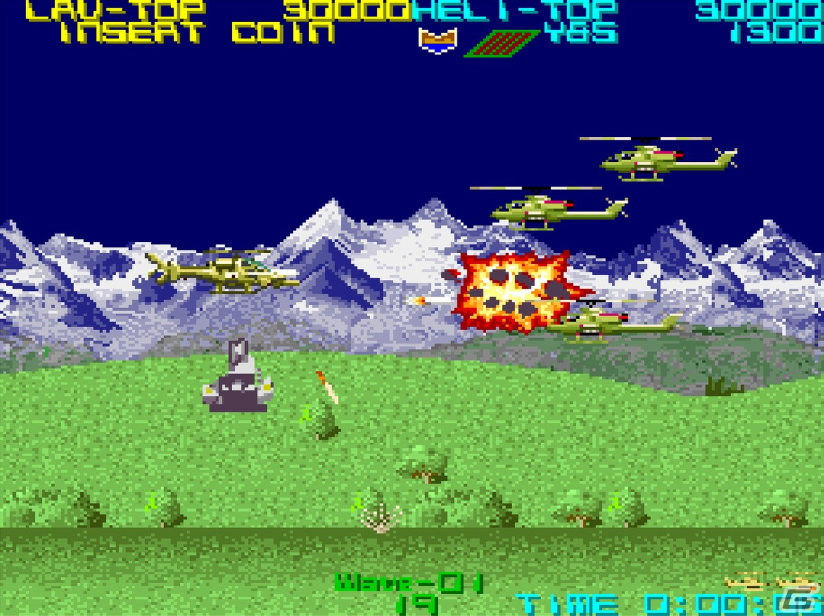 1Pはヘリ、2Pは戦闘車両で戦うシューティング「アーケードアーカイブス シルクワーム」が2月1日に配信！の画像2