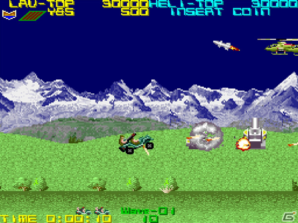 1Pはヘリ、2Pは戦闘車両で戦うシューティング「アーケードアーカイブス シルクワーム」が2月1日に配信！の画像5
