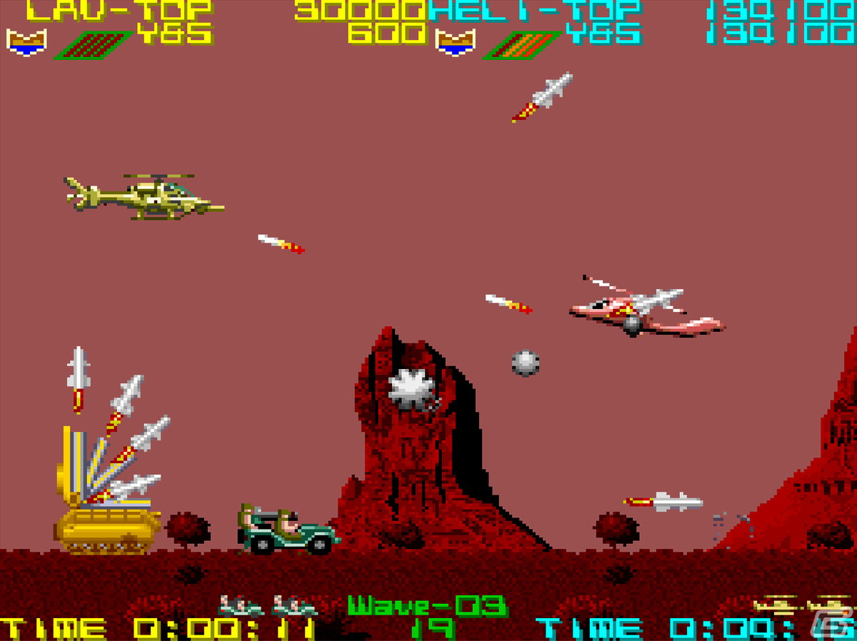 1Pはヘリ、2Pは戦闘車両で戦うシューティング「アーケードアーカイブス シルクワーム」が2月1日に配信！の画像6