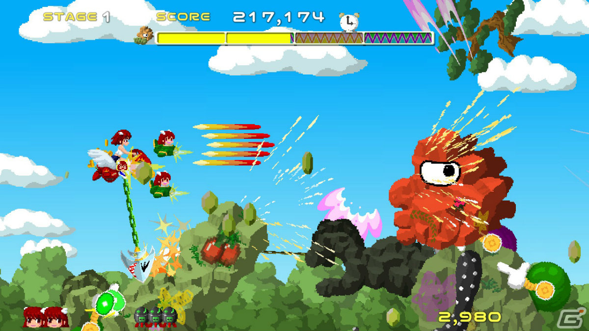 「モリシューター！のぞみ」がSwitchで配信！モリを撃ち込み敵を引っ張りながら戦うシューティングゲームの画像13