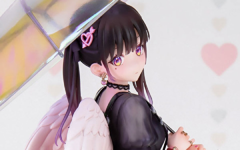 イラストレーター・フカヒレ氏のイラスト「傘を開いて翼を閉じて」より心羽（みはね）がフィギュア化！