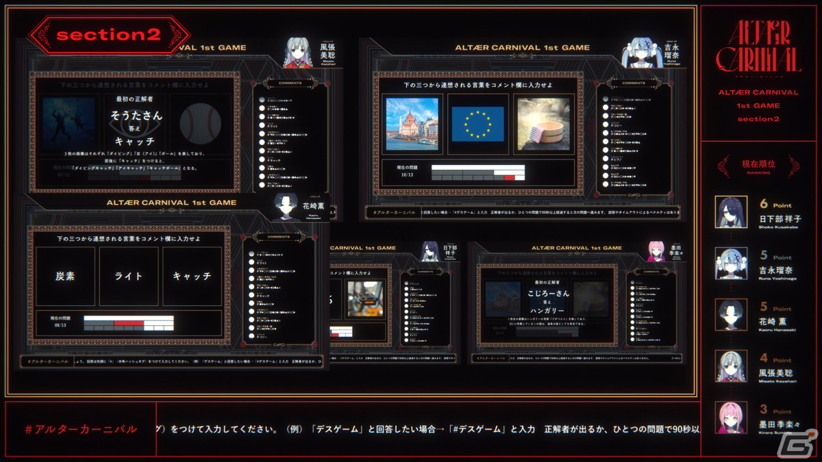 実況画面のイメージ
