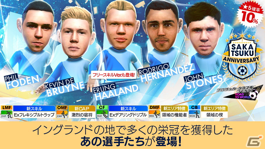 「サカつくRTW」アーリング・ハーランドたちイングランド強豪クラブに所属する得意戦術ポゼッションの選手たちが新★5選手として登場!の画像