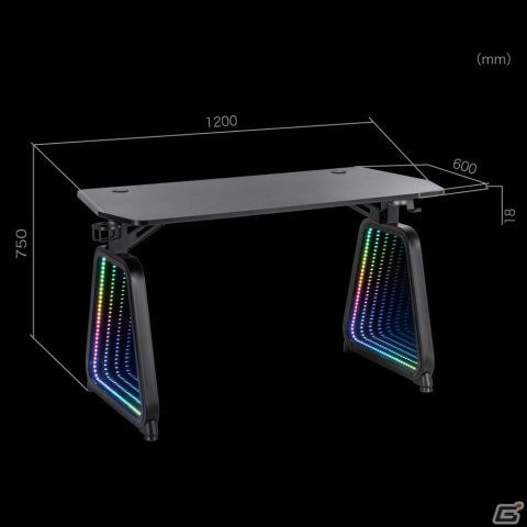 “3D発光”ゲーミングデスク「RGBミラーゲーミングデスク」が発売！合わせ鏡を使った不思議なライティングでオリジナル空間を演出の画像7