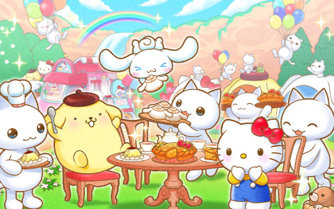 「とらべる島のにゃんこ」にハローキティやシナモロール、ポムポムプリンが登場！サンリオキャラクターズとのコラボが2月22日より実施