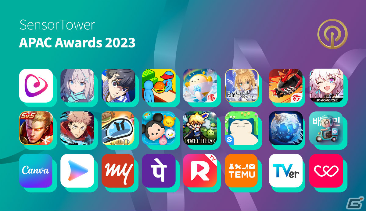 Sensor Tower APAC Awards 2023の受賞タイトルが発表！日本からは「呪術廻戦 ファントムパレード」など6つのアプリ／ゲームが受賞の画像