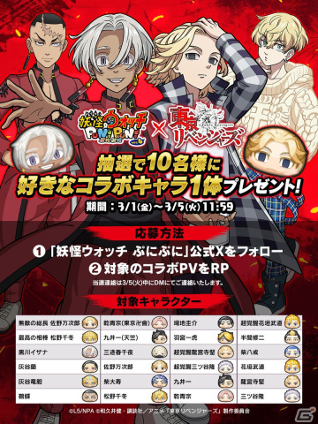 「妖怪ウォッチ ぷにぷに」でTVアニメ「東京リベンジャーズ」コラボイベント第2弾が開催！天竺編より黒川イザナや鶴蝶らが登場の画像11
