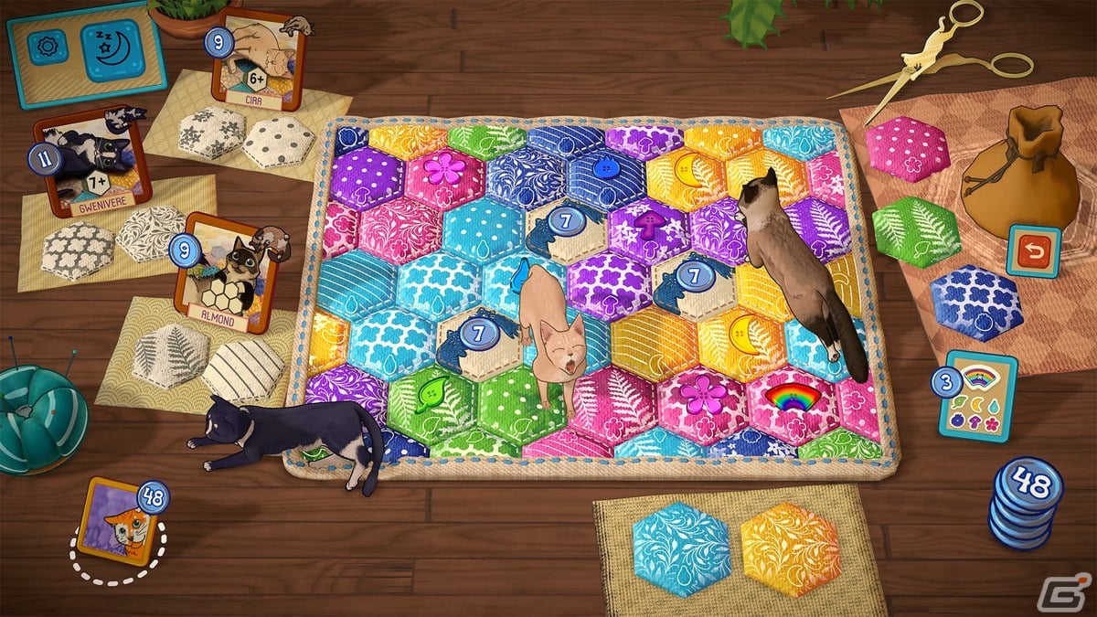 「キャリコ～陽だまりネコとパッチワーク～」がSteamで配信！キルトを作って、そこに愛らしいネコたちを集めていくパズルゲームの画像2