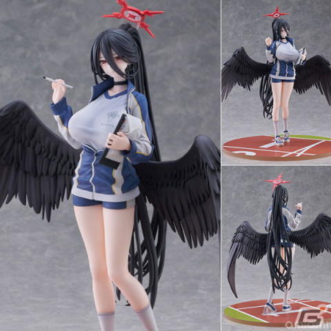 「ブルアカ」Mx2J氏が描いたハスミ（体操服）がフィギュア化！特徴的な大きな翼や美しく長い黒髪を束ねたポニテなどを忠実に再現の画像2