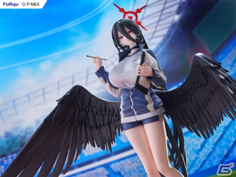 「ブルアカ」Mx2J氏が描いたハスミ(体操服)がフィギュア化!特徴的な大きな翼や美しく長い黒髪を束ねたポニテなどを忠実に再現の画像