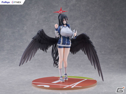 「ブルアカ」Mx2J氏が描いたハスミ(体操服)がフィギュア化!特徴的な大きな翼や美しく長い黒髪を束ねたポニテなどを忠実に再現の画像