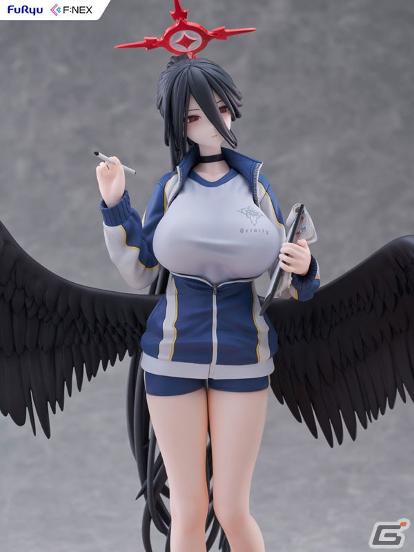「ブルアカ」Mx2J氏が描いたハスミ（体操服）がフィギュア化！特徴的な大きな翼や美しく長い黒髪を束ねたポニテなどを忠実に再現の画像10