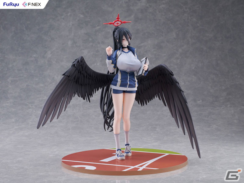 「ブルアカ」Mx2J氏が描いたハスミ（体操服）がフィギュア化！特徴的な大きな翼や美しく長い黒髪を束ねたポニテなどを忠実に再現の画像6