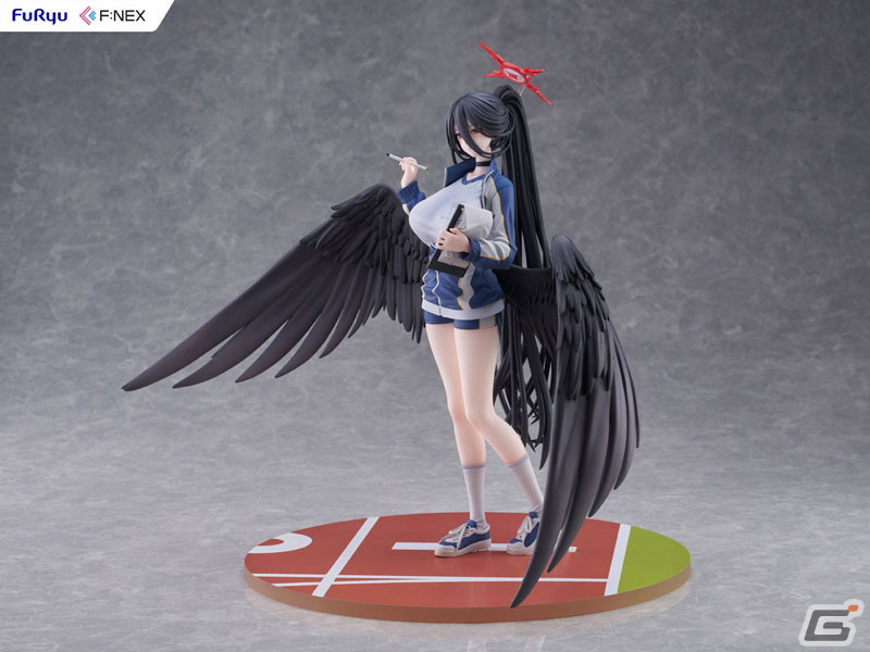 「ブルアカ」Mx2J氏が描いたハスミ（体操服）がフィギュア化！特徴的な大きな翼や美しく長い黒髪を束ねたポニテなどを忠実に再現の画像7