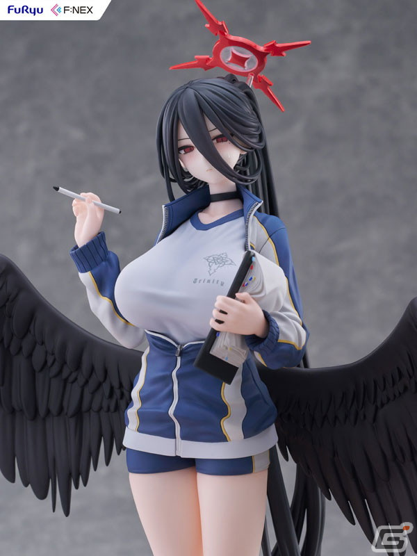 「ブルアカ」Mx2J氏が描いたハスミ（体操服）がフィギュア化！特徴的な大きな翼や美しく長い黒髪を束ねたポニテなどを忠実に再現の画像9
