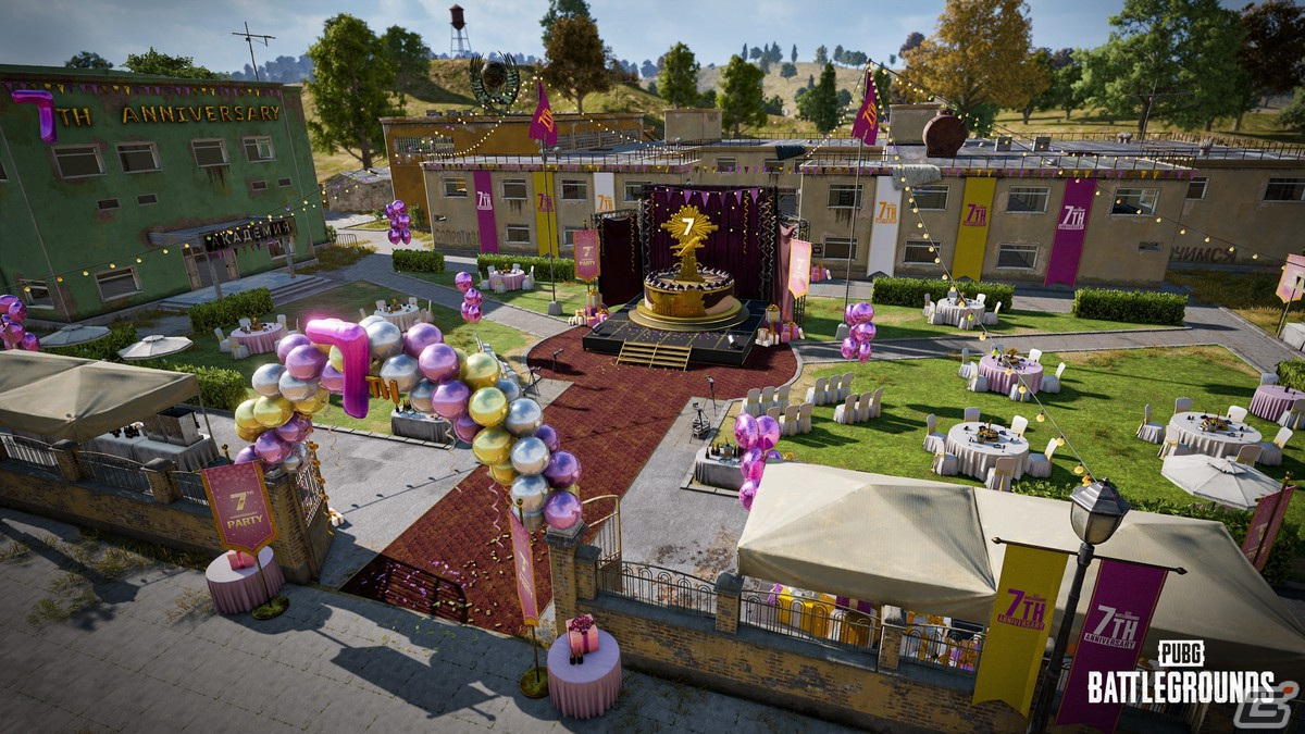 「PUBG」リリース7周年を記念するアップデートが実施!Erangelの学校やレストランも装飾され、パーティーの雰囲気を楽しめるの画像
