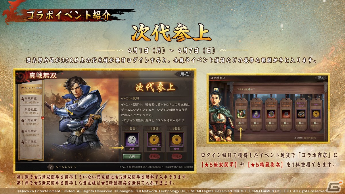 「三國志 真戦」と「真・三國無双8 Empires」のコラボ第二弾が4月1日に開催！「無双曹丕」と「無双朱然」が登場の画像