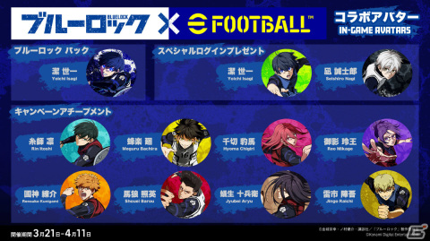 「eFootball 2024」×TVアニメ「ブルーロック」のコラボが実施!潔世一たちのイラストを使ったカードやアバターが登場の画像3