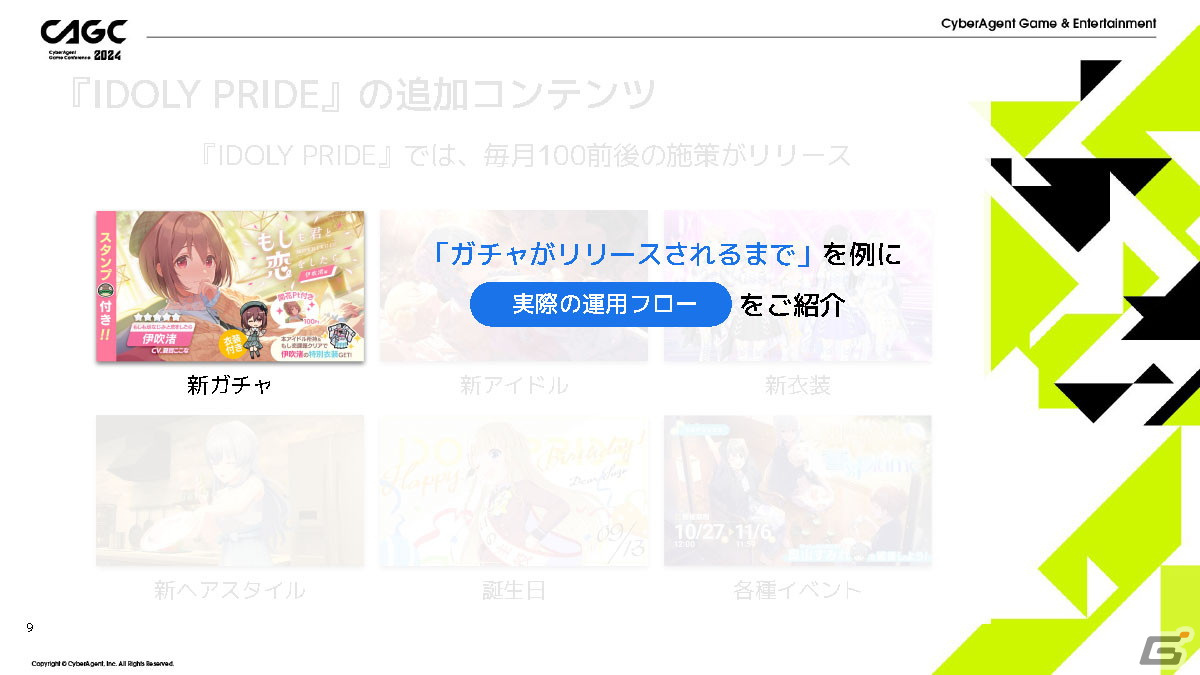 「IDOLY PRIDE」の安定運用を支える多機能管理ツールを「ガチャがリリースされるまで」を例に紹介【CAGC2024】の画像