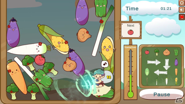 カワイイやさいが織りなす落ちものマージパズル「やさいゲーム」が4月3日に配信！お助けキャラがやさいをかき回して進化をサポートの画像10