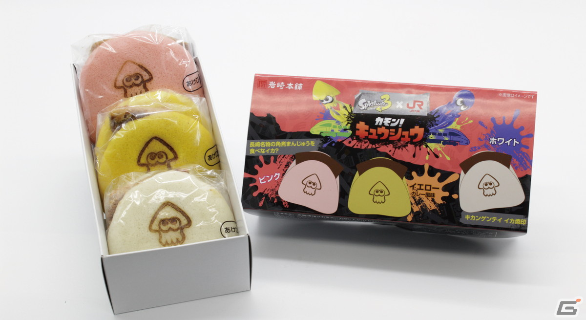 「スプラトゥーン3」イカ焼印が刻まれた長崎名物の角煮まんじゅうが数量限定で販売！温め方が書かれたチラシもオリジナル仕様にの画像