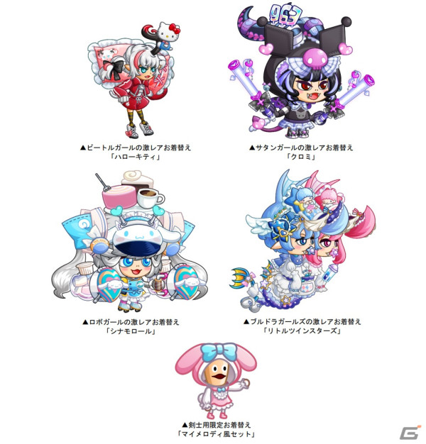 「城ドラ」でサンリオキャラクターズコラボが開催！ハローキティやマイメロディ、シナモロールなどのコラボお着換えが登場の画像2