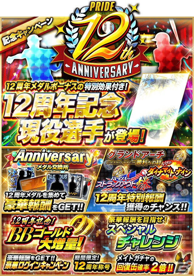 「プロ野球PRIDE」12周年記念のキャンペーンがスタート!記念の現役選手カードが登場の画像